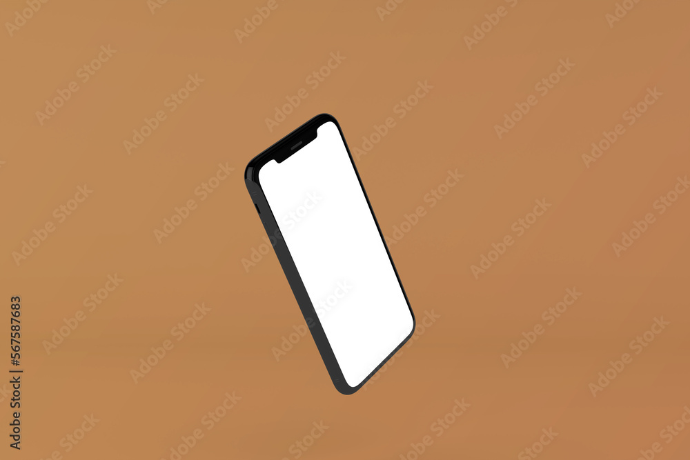 Customizable realistic mobile screen mockup design templates leaning left