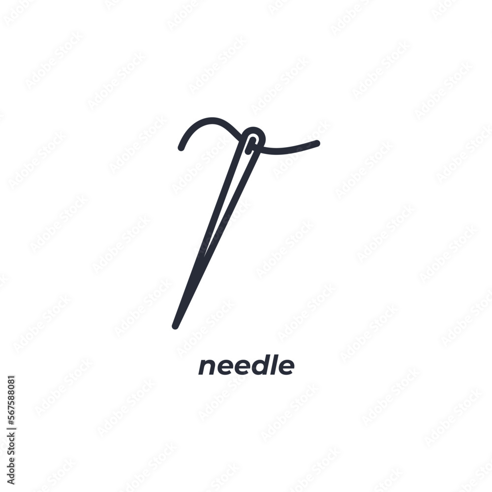Vector sign needle symbol is isolated on a white background. icon color editable. Vector sign needle symbol is isolated on a white background. icon color editable.
