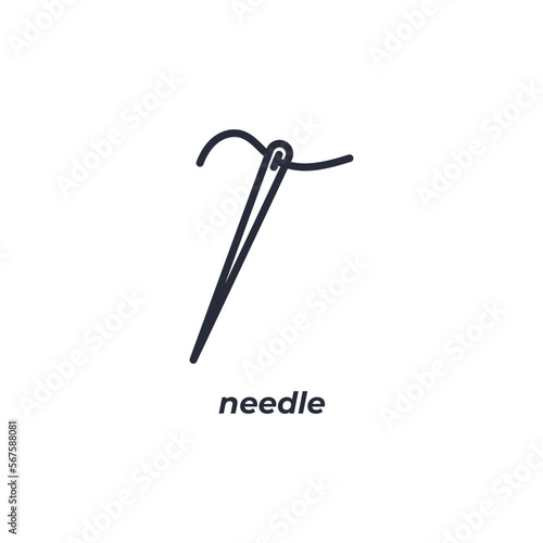 Vector sign needle symbol is isolated on a white background. icon color editable.
