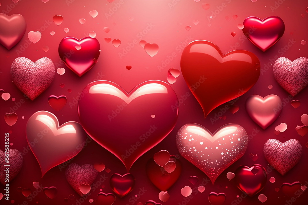 Heartfelt Romance: Red Background with Hearts made with Generative AI Heartfelt Romance: Red Background with Hearts made with Generative AI