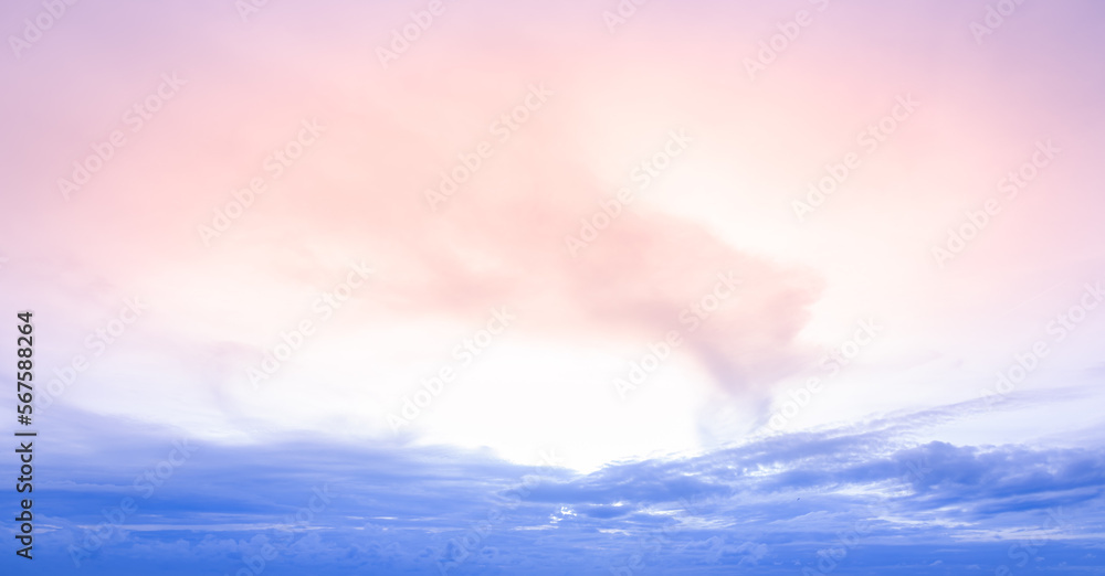 Naklejka premium Blue sky cloud gradient light white background. Beauty clear cloudy on the sunshine calm bright winter air background. Gloomy vivid cyan landscape in the day horizon skyline view spring wind