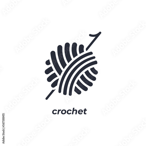 Vector sign crochet symbol is isolated on a white background. icon color editable.