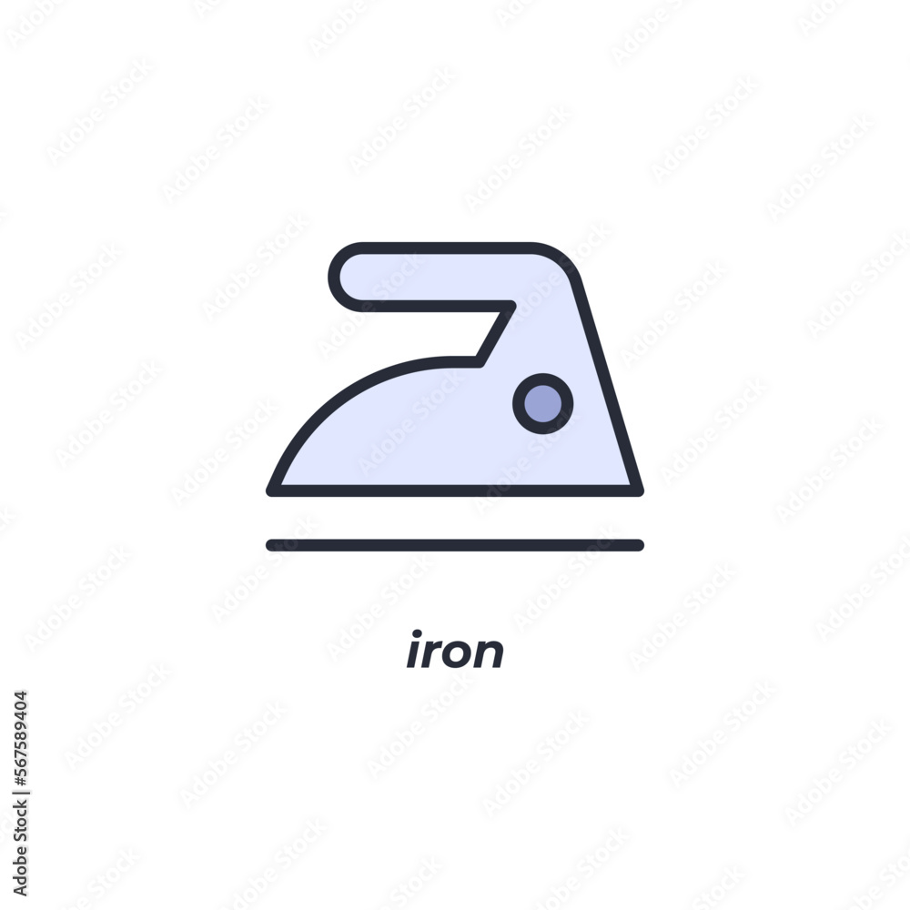 Vector sign iron symbol is isolated on a white background. icon color editable. Vector sign iron symbol is isolated on a white background. icon color editable.