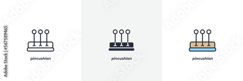 pincushion icon. Line, solid and filled outline colorful version, outline and filled vector sign. Idea Symbol, logo illustration. Vector graphics