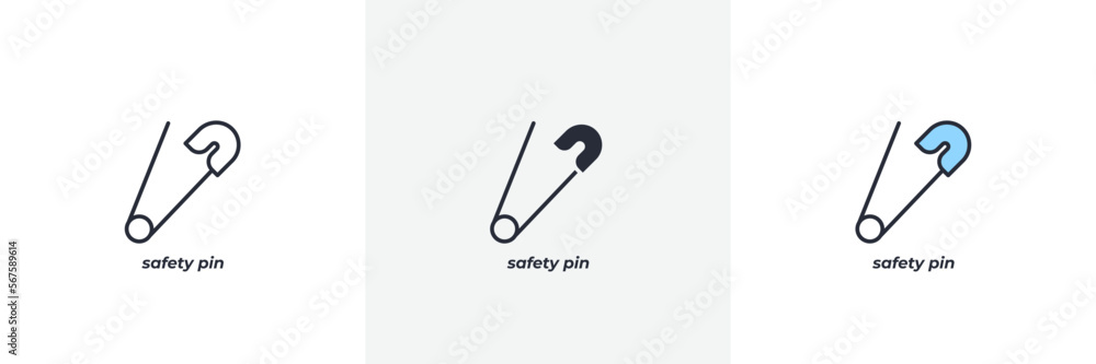 safety pin icon. Line, solid and filled outline colorful version, outline and filled vector sign. Idea Symbol, logo illustration. Vector graphics