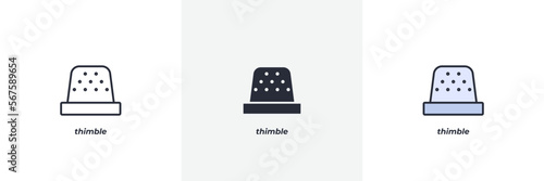 thimble icon. Line, solid and filled outline colorful version, outline and filled vector sign. Idea Symbol, logo illustration. Vector graphics