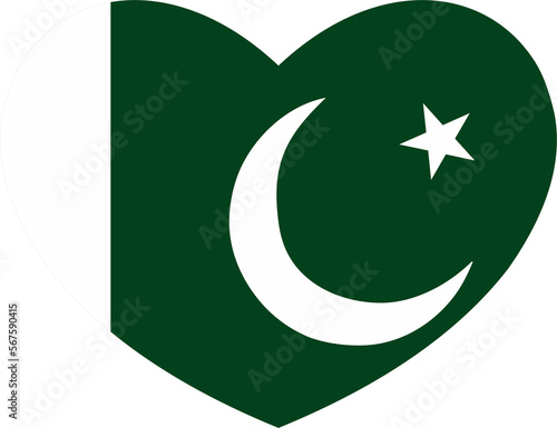 Pakistan flag heart shape 2023020223