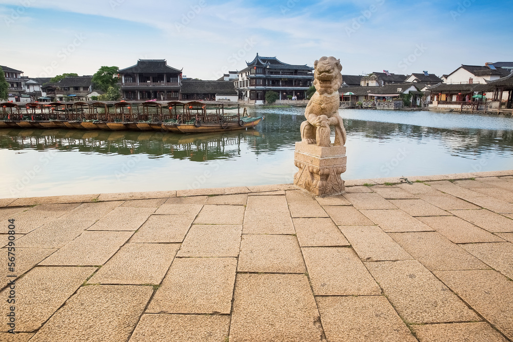 Ancient buildings and tourist attractions in Jiangnan Ancient Town, Suzhou, Jiangsu Province, China