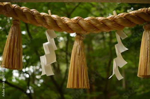 Closeup of a Shimenawa, sacred rope. しめ縄。しめなわ。注連縄。