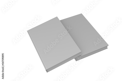 two hard cover white books on transparent background, 3d rendering png file © Surya