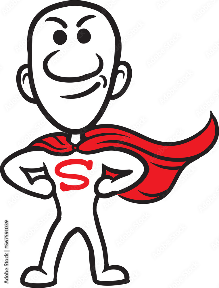 Obraz premium PNG image with transparent background of doodle small person super hero