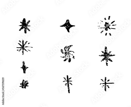 Stars. Hand drawn different stars vector illustrations. Stars sketch drawing collection. Part of set. 