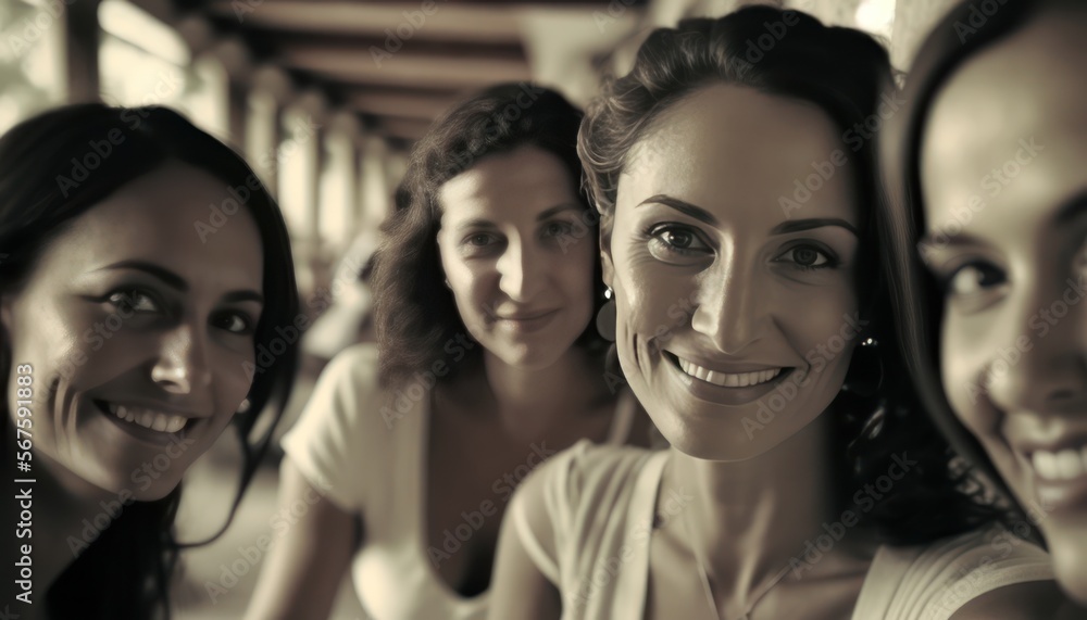 group of beautiful attractive Israeli thirty years old women looking at the camera. Generative AI group of beautiful attractive Israeli thirty years old women looking at the camera. Generative AI