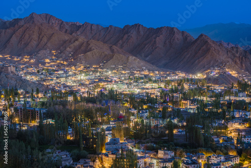 Leh Ladakh at night. Leh Ladakh is the capital and largest town of Ladakh union territory in India. © Nhan