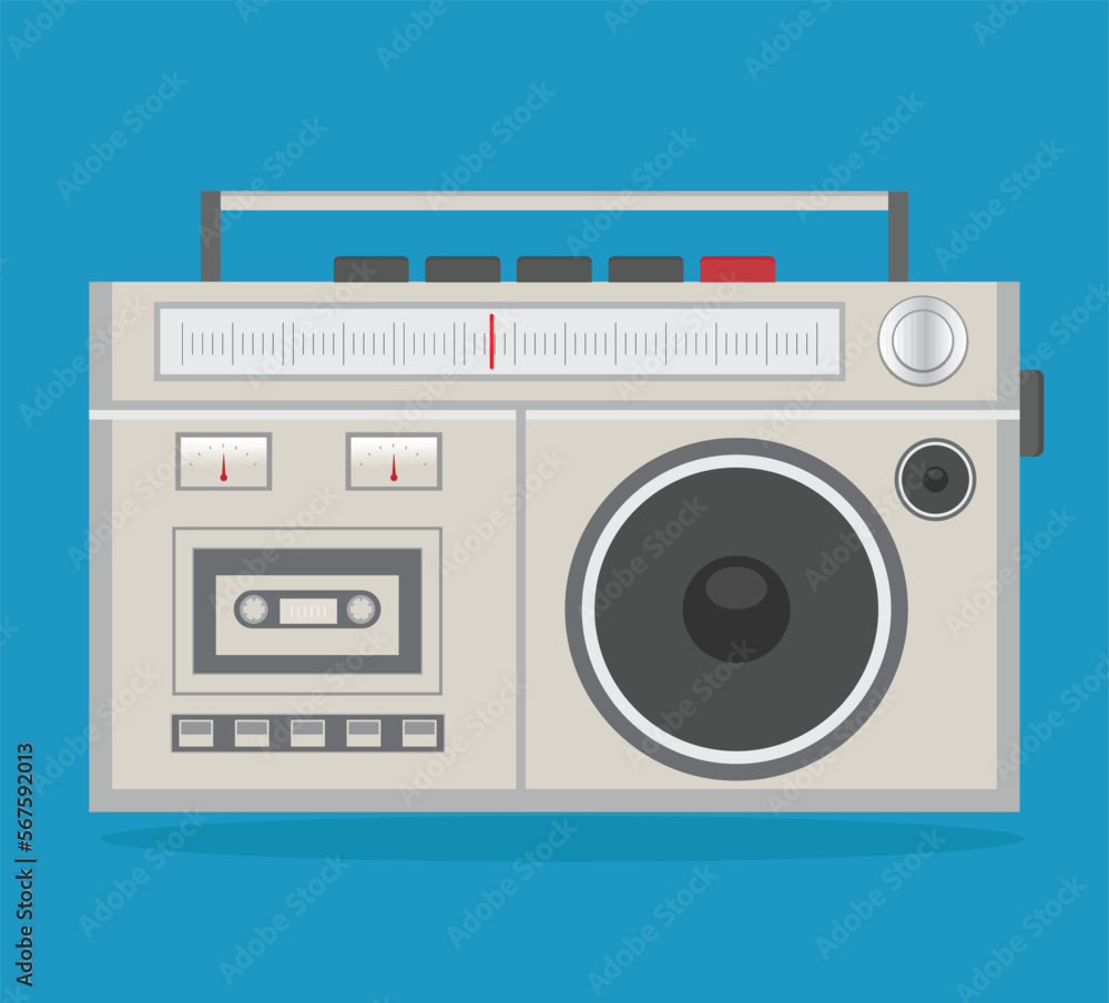 Fototapeta premium retro style single speaker cassette player audio player boombox retro technology