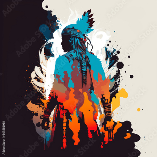 Illustration of a shaman with colors