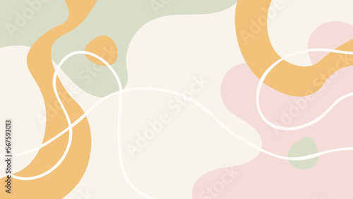 Modern minimalist hand drawn Bohemian-inspired abstract background art with lines and shapes in neutral tones. Unique and aesthetically pleasing composition with a simple, natural and organic feel.