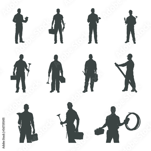 Plumber silhouettes, Plumber man silhouettes