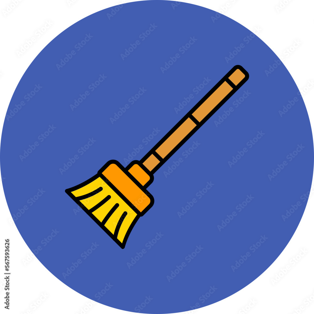 Broom Multicolor Circle Filled Line Icon