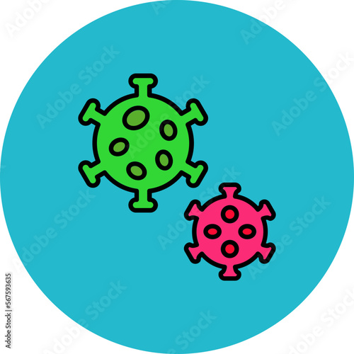 Virus Multicolor Circle Filled Line Icon