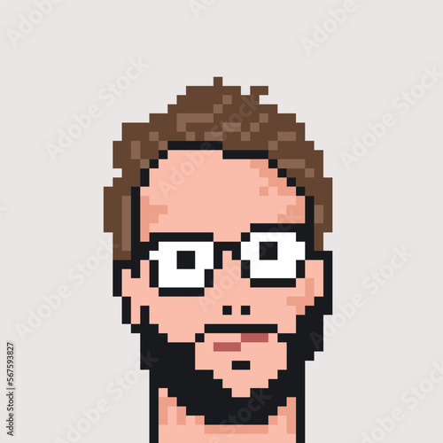 male character wearing glasses pixel art style