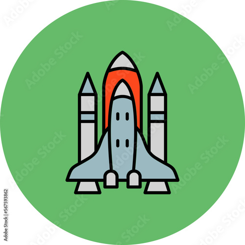 Space Shuttle Multicolor Circle Filled Line Icon