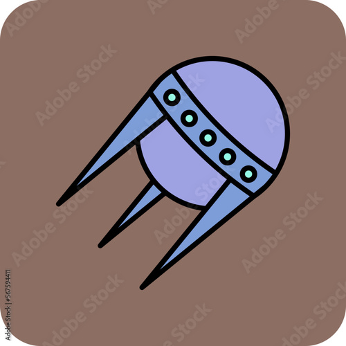 Sputnik Multicolor Round Corner Filled Line Icon