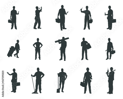 Workers silhouettes, Labor silhouette set