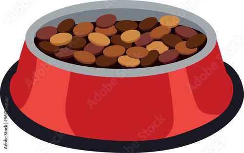 Dog bowl icon, dog food and water bowl isolated on white background. Vector, cartoon illustration.Cat and dog food. Cartoon pet feed containers or packs. Home animals wet and dry meal. Round feeders. 
