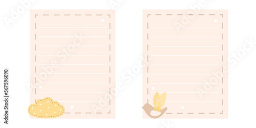 Cute baby scrapbook elements set. Vector notes