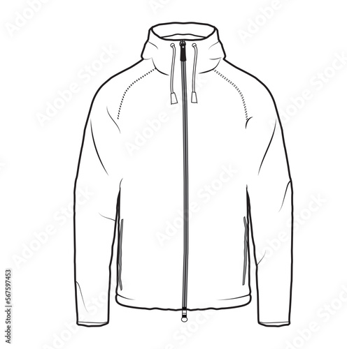 SWEATSHIRT vector, hoody Fashion Flat Sketch, Fashion Vector, Technical Fashion Sketch, Menswear Unisex Sweatshirt Fleece Design, Apparel Template and cad mockup