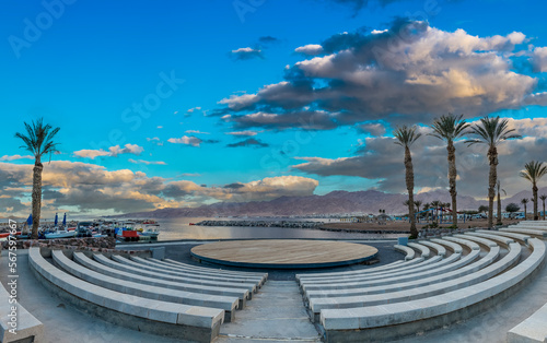 Amphitheater  with a wooden circus arena for public events and celebrations, ...