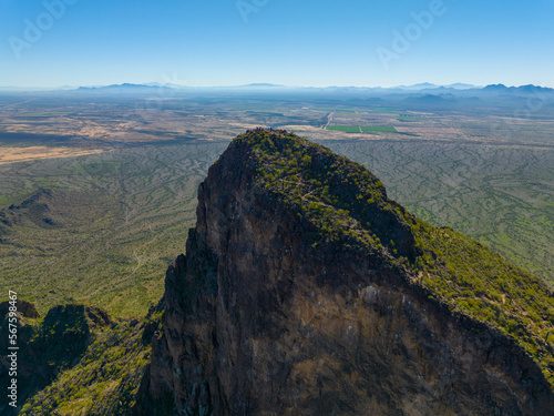 Picacho Peak aerial view in Picacho Peak State Park in Pinal County in Arizona AZ, USA.  photo