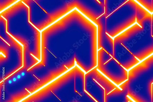 Abstract Blue, Red Sci-Fi Tech Circuit Background Seamless, Pattern, Wallpaper Generative AI illustration © Porscifant Art