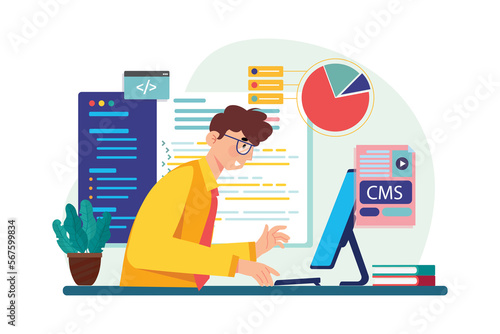 Engineer IT specialist programmer man work at home