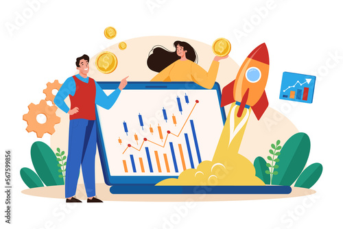 Stock Market Research Illustration concept on white background