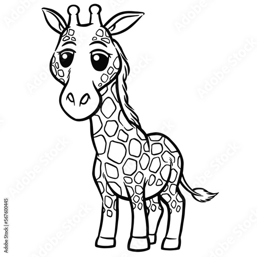 Vector illustration of giraffe cartoon - Coloring book for kids