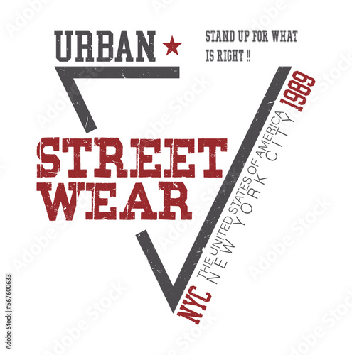 Vector illustration on the theme of New York City, street style Urban. Stylized American army Typography, t-shirt graphics, poster, print, banner,