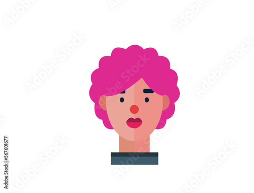 Illustration of Smiling Happy girl Flat design Vector. female face Illustration Icon Avatar isolated on white background. Perfect for coloring book, textiles, icon, web, painting, books, t-shirt print
