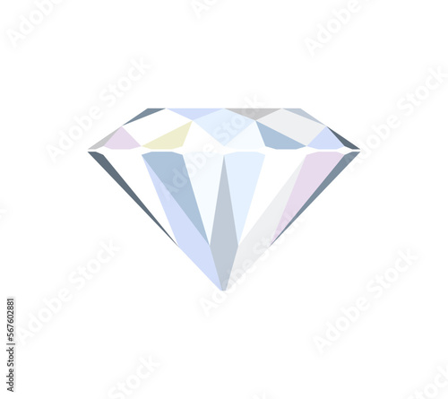 Diamond flat simple icon. Gemstone vector illustration isolated on white background.
