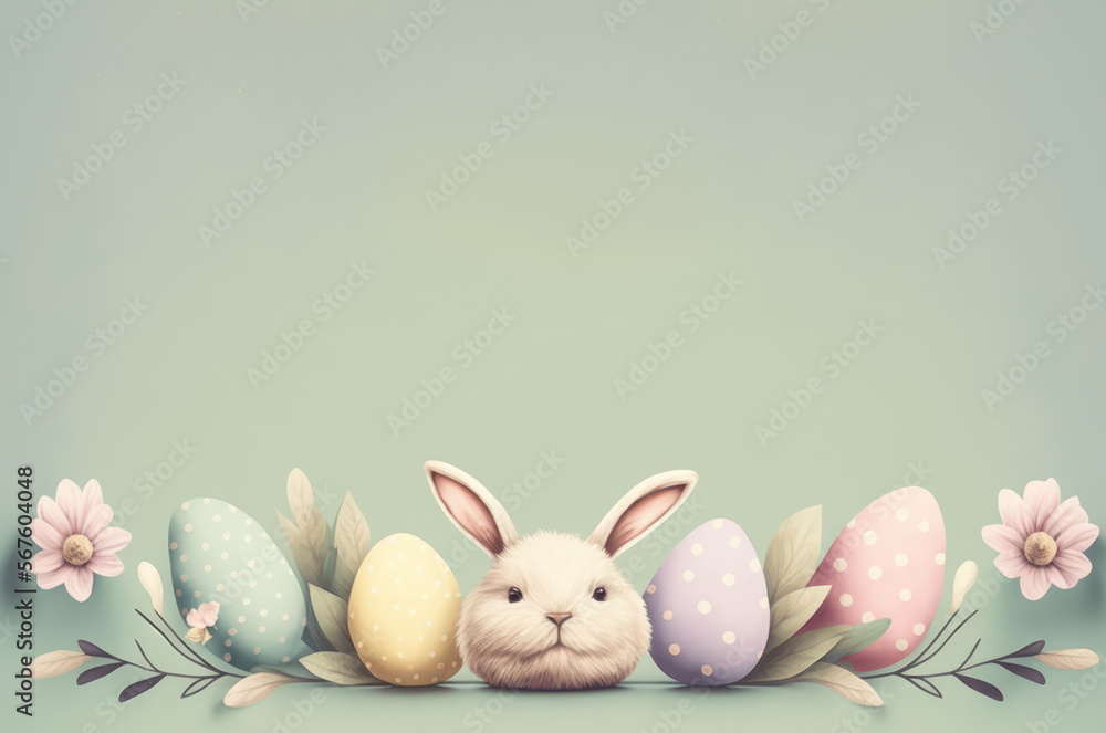 Easter Monday cute illustration graphic with copy space background. Generative ai.