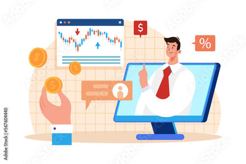 Stockbroker Illustration concept on white background