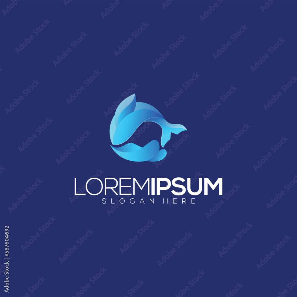 Obraz premium Awesome Blue Whale Premium logo Vector