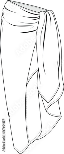 women pareo and skirt technical drawing