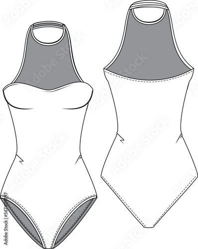 women swimsuits tulle detail and halter neck