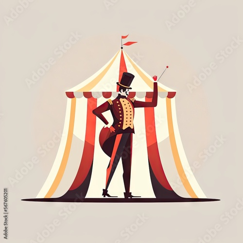 A ringmaster announcing acts in a big top illustration Generative AI