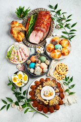 Traditional Easter celebration dinner, Easter holiday party.