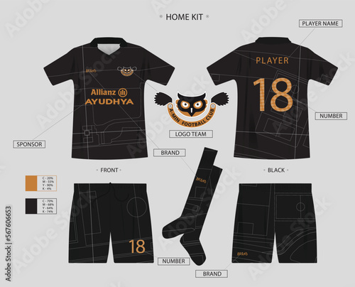 Set of soccer or football jersey template for football club. Vector illustration
