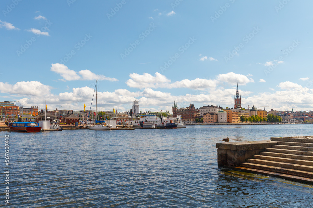 STOCKHOLM, SWEDEN - AUGUST 24, 2022: Touristic view of Old Town (Gamla Stan)