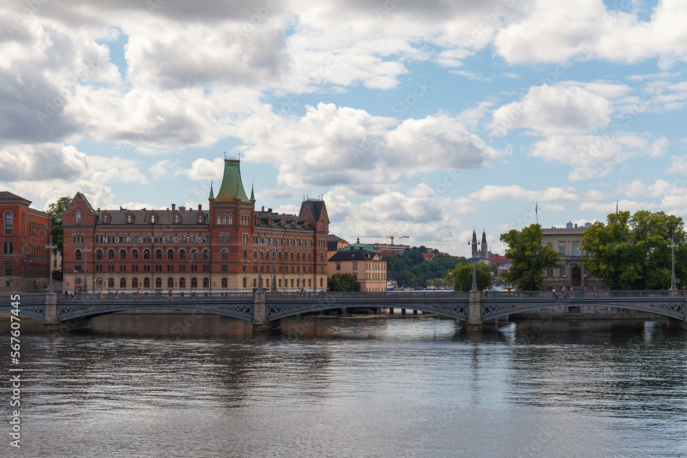 STOCKHOLM, SWEDEN - AUGUST 24, 2022: Touristic view of Old Town (Gamla Stan)